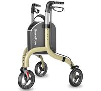 Soundfuse 3 Wheel Walkers for Seniors with Height Adjustable, Foldable Lightweight Rollator Walkers for Elderly, FSA HSA Eligible Aluminum Three Wheel Rolling Walker, Champagne