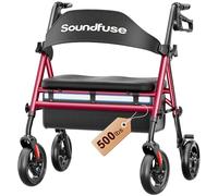 Soundfuse Bariatric Walker for Seniors with Extra Wide Seat, 500lb Heavy Duty Rollator Walker, Handle & Seat Height Adjustable, Foldable Rolling Walkers with 8" All-Terrain Wheels