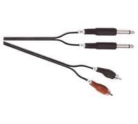 SoundLAB 2 x 6.35mm Mono Jack Plugs To 2 Phono Plugs Male Black 1.5m