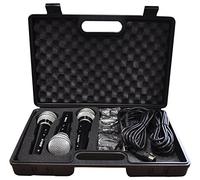 Soundlab Dynamic Vocal Microphone Kit with 3 Plastic Microphones, Leads and Carry Case