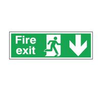 Soundlab Signslab E100A/s Safety Sign "fire Exit Running Man Arrow - Down", Self-Adhesive, 150 mm X 450 mm