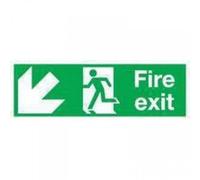 Soundlab Signslab E97S/s Safety Sign "fire Exit Running Man Arrow - Down/left", Self-Adhesive, 150 mm X 450 mm