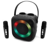 Soundmaster BT2024 Karaoke System Portable Bluetooth Speaker with 2 Microphones, Voice Converter, LED Light Effects, USB and AUX-IN