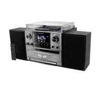 Soundmaster MCD5550SW Double Cassette Dab+ Stereo System Bluetooth CD MP3 Turntable USB Encoding Digitization, Color:Black