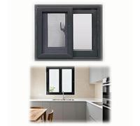 Soundproof Aluminum Sliding Windows for House Replacement Tempered Glass with Screen 22"-38" Sizes Ideal for Basements & Mobile Homes (Black 25 x 19in)