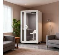 Soundproof Mobile Office Pod with Acoustic Panels, LED Lighting, and Ventilation for Private Workspaces