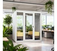 Soundproof Office Pod with Acoustic Panels, Portable Modular Booth for Meetings, Mobile Roller Design with LED Lighting and Ventilation