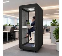 Soundproof Office Pod with Desk and LED Light, Mobile Privacy Booth for Meetings and Focus