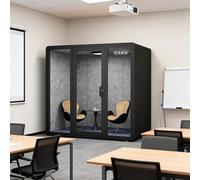 Soundproof Office Pod with Desk and LED Light, Mobile Privacy Booth for Meetings and Focus