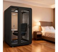Soundproof Office Pod with Desk and LED Light, Mobile Privacy Booth for Meetings and Focus