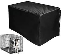 Dog Crate Cover Soundproof Ventilated Pet Keneel Cover Durable Double Door Polyester Dog Crate Cloth Cover Air Flow/Universal Fit For Wire Dog Crate,Black,42inches