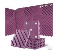 Soundproof Wall Panels 12/24 Pcs Home Studio Acoustic Absorption Panel Groove Sound Absorber High Density 3d Decorative Wall Panels(LXC-Purple,12 Pcs,High Density)