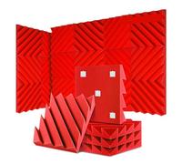 Soundproof Wall Panels 12/24 Pcs Home Studio Acoustic Absorption Panel Groove Sound Absorber High Density 3d Decorative Wall Panels(LXC-Red,24 Pcs,High Density)