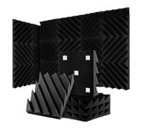 Soundproof Wall Panels 12/24 Pcs Home Studio Acoustic Absorption Panel Groove Sound Absorber High Density 3d Decorative Wall Panels(LXC-Black,24 Pcs,Medium Density)