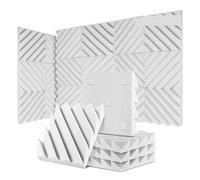 Soundproof Wall Panels 12/24 Pcs Home Studio Acoustic Absorption Panel Groove Sound Absorber High Density 3d Decorative Wall Panels(LXC-White,12 Pcs,High Density)