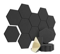 Soundproof Wall Panels 12/6/1 Pack HexagonalSelf-adhesive Acoustic Panels Sound Proof Foam Y-Lined Design to Absorb Noise Eliminate Echoes Black(Type 5,9MM 6 PACK)