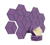 Soundproof Wall Panels 12 Pack Hexagon Self-adhesive Acoustic Panels Y- Lined Design Sound Proof Foam Home Studio Wall Stickers(Purple)