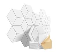Soundproof Wall Panels 12 Pack Hexagonal Self-adhesive Acoustic Panels Sound Proof Foam Panels Y-Lined Design to Absorb Noise Eliminate Echoes(Y-Cut Hexagon White)