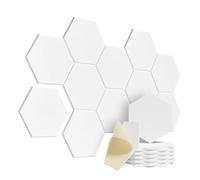 Soundproof Wall Panels 12 Pack Hexagonal Self-adhesive Acoustic Panels Sound Proof Foam Y-Lined Design to Absorb Noise Eliminate Echoes(Basic Hexagon White)