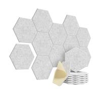 Soundproof Wall Panels 12 Pack Hexagonal Self-adhesive Acoustic Panels Sound Proof Foam Y-Lined Design to Absorb Noise Eliminate Echoes(Basic Hexagon Grey)