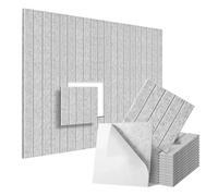 Soundproof Wall Panels 12 Pack Square Self-Adhesive Acoustic Panel Sound Proof Vertical Stripe Panels for Wall Ceiling Acoustic Treatment 300x300x9mm(Silver gray)