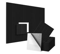 Soundproof Wall Panels 12 Pack Square Self-Adhesive Acoustic Panel Sound Proof Vertical Stripe Panels for Wall Ceiling Treatment 300x300x9mm(Black)