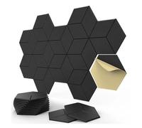 Soundproof Wall Panels 12Pack Self-adhesive Acoustic Panel Y-Lined Sound Proof Wall Panels for Home Offices Studio 30x26x0.9cm(Black)