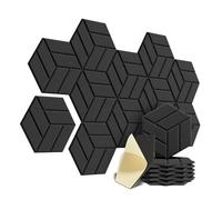 Soundproof Wall Panels 12Pack Self-adhesive Acoustic Panels Hexagon Design Soundproof Solid Figure Wall Sound Absorb Noise Proofing(Black)