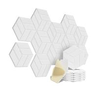 Soundproof Wall Panels 12Pack Self-adhesive Acoustic Panels Hexagon Design Soundproof Solid Figure Wall Sound Absorb Noise Proofing(White)