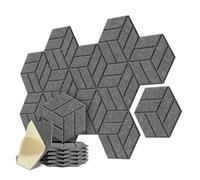 Soundproof Wall Panels 12Pack Self-adhesive Acoustic Panels Hexagon Design Soundproof Solid Figure Wall Sound Absorb Noise Proofing(Dark Gray)