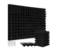 Soundproof Wall Panels 12Pcs Acoust Insulation Foam Wall Panel Soundproof Self Adhesive Sponge Pad Studio Noise Absorbing Treatment Indoor Decor(High Density)