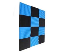 Soundproof Wall Panels 24 Pcs Acoustic Foam Soundproofing Wall Panels Studio Sound Absorption Insulation Groove Panel 30x30x2.5cm(12Blue 12Black)