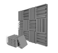 Soundproof Wall Panels 24Pcs Studio Acoustic Foam Sound Absorbing Noise Insulation Proofing Treatment Panels 25x25x5cm(24Grey)