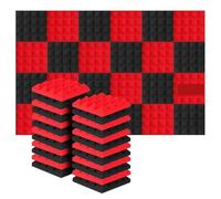 Soundproof Wall Panels 24Pcs Studio Acoustic Soundproof Foam Noise Insulation Sound Absorption Treatment Panels 25x25x5cm(12Black12Red)