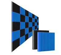 Soundproof Wall Panels 50Pcs Studio Acoustic Foam Panel Soundproof Wall Noise Protective Sound Absorption Treatment Room 12" X12"X1"(Black Blue)