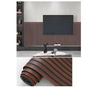 Soundproof Wooden Wallpaper,3D Slat Panel Peel and Stick Wallpaper,Waterproof PVC Wall Panel for Interior Wall Decor Ceiling TV Background(Walnut)