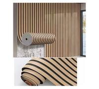 Soundproof Wooden Wallpaper,3D Slat Panel Peel and Stick Wallpaper,Waterproof PVC Wall Panel for Interior Wall Decor Ceiling TV Background(Brown)