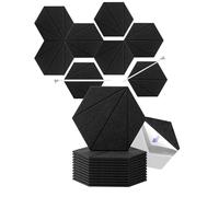 Soundproofing Panels 12 Pack Hexagonal Self-adhesive Acoustic Panels Sound Proof Foam Panels High Density to Absorb Noise Eliminate Echoes(Black)