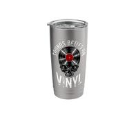 Sounds Better On Vinyl Record Collector Retro Vintage Skull Stainless Steel Insulated Tumbler