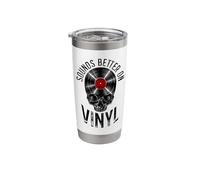 Sounds Better On Vinyl Record Collector Retro Vintage Skull Stainless Steel Insulated Tumbler