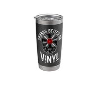 Sounds Better On Vinyl Record Collector Retro Vintage Skull Stainless Steel Insulated Tumbler