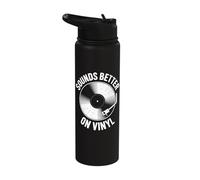 Sounds Better On Vinyl Record Player Retro Graphic Stainless Steel Insulated Water Bottle