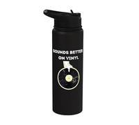 Sounds Better On Vinyl Retro LP EP DJ Record Player Stainless Steel Insulated Water Bottle