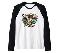 Sounds Better on Vinyl Retro Vintage Record Collector Fun Raglan Baseball Tee