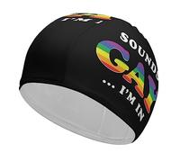 Sounds Gay I'm in Funny Swim Cap for Adults Swimming Hat for Men Women Long And Short Hair