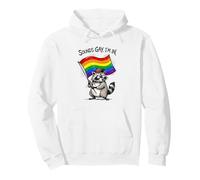 Sounds Gay, I'm In Raccoon waving Rainbow Flag Pride Month Pullover Hoodie