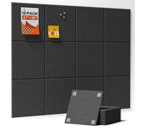 Soundsbay Large Cork Board, 120x90cm Decorative Pin Board, Vision Board with 60 Pcs Self-Adhesive Tape, Notice Boards for Home Office Kitchen, 12 Pack Felt Wall Tiles