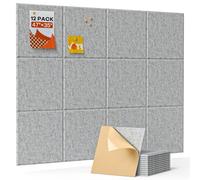 Soundsbay Large Cork Board, 120x90cm Felt Wall Tiles Self-Adhesive, 12 Pack Bulletin Board, Pin Board for Walls Office Home Classroom Decor