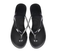 SoundSky Women's Jelly Flip Flops Clear Thong Sandals, Black, 7.5 UK
