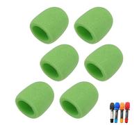 Soundspire 6-Pack Mic Windscreen, 76x60mm Thick Foam Cover (40mm Inner Dia) for Most Standard Handheld Mics (Green)